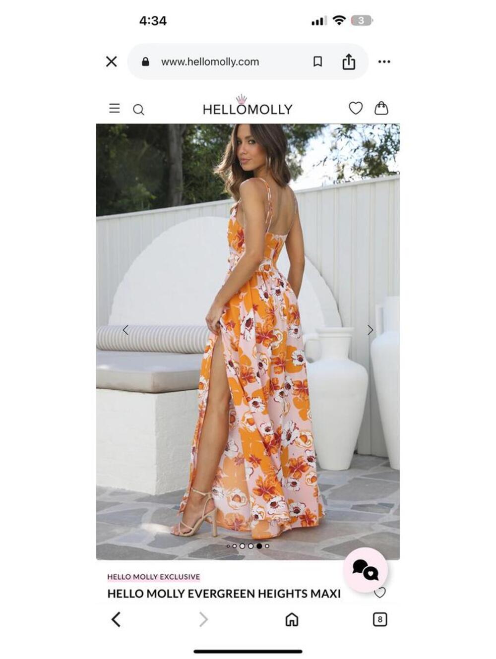 NWT Hello Molly Evergreen Heights Slit Leg Maxi Dress Orange Floral Women’s XS - Picture 14 of 15